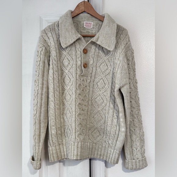 Vintage Other - Vintage THANE fisherman’s Knit Cream/Oatmeal  Sweater size L